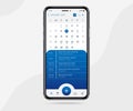 Mobile app calendar concept, Activity calendar template UI UX design, Smartphone calendar schedule application, Vector Royalty Free Stock Photo