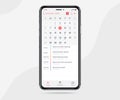 Mobile app calendar light mode concept, Activity calendar template UI UX design, Smartphone calendar schedule application, Vector Royalty Free Stock Photo