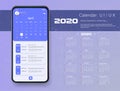 Mobile app calendar 2020 week start sunday