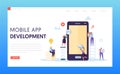 Mobile App Development Ab Test Landing Page. Software Developer Character Provide Ux Innovation Design for Application