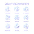 Mobile app development concept icons set Royalty Free Stock Photo