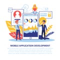 Mobile app development concept. Modern technology illsutration Royalty Free Stock Photo