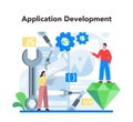 Mobile app development concept. Modern technology and smartphone interface Royalty Free Stock Photo