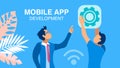 Mobile App Development Flat Vector Banner Concept