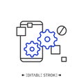 Mobile app development line icon. Editable Royalty Free Stock Photo