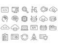 Mobile app development line icons set. Coding and programming symbols. Software engineering interface. UI UX design vector kit. Royalty Free Stock Photo
