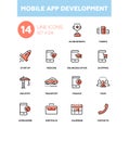 Mobile app development - modern line design icons set