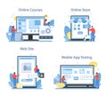 Mobile app development online service or platform set. Modern Royalty Free Stock Photo