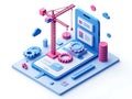 Mobile App Development Process Visualized with a Crane Royalty Free Stock Photo
