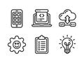 Mobile App Development Programming Cloud Upload Settings Checklist Lightbulb Royalty Free Stock Photo