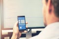 Mobile app development - smart phone with application wireframe