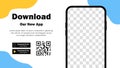 Mobile App. Download app. Banner page for downloading a mobile application. Smartphone blank screen for your applications. Vector