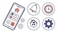 Mobile app icons, interface elements and phone functions. vector design Generative AI Royalty Free Stock Photo