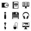 Mobile app icons set, simple style Royalty Free Stock Photo