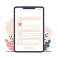 Mobile App Interface Design with Heart Icons and Floral Elements Royalty Free Stock Photo