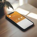 Mobile App Interface Design, Yellow and White UI with Play, Pause, and Download Buttons
