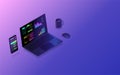 Mobile app interface development cross platform concept, software, program, web page design and database processing Royalty Free Stock Photo