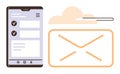 Mobile App Interface with Digital Envelope and Cloud for Seamless Email Management Royalty Free Stock Photo
