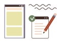Mobile App Interface with Document Checklist and Pencil for Task Management and Organization Royalty Free Stock Photo