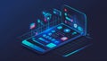 Mobile App Interface with Neon Graphics and UI Elements Royalty Free Stock Photo