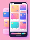 mobile app interface, smartphone screen, vector.mobile vector. Royalty Free Stock Photo