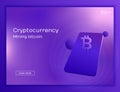 Mobile app for mining cryptocurrency bitcoin. Royalty Free Stock Photo