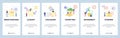 Mobile app onboarding screens. Biology experiment, plant tree, confirmation email, classify documents. Menu vector