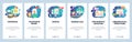 Mobile app onboarding screens. Business and finance document, database, phone book, office workplace. Menu vector banner