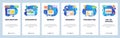 Mobile app onboarding screens. Business presentation, payment slip, navigation and exploration. Menu vector banner Royalty Free Stock Photo