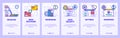 Mobile app onboarding screens. Computer services, secure access, data exchange and security. Menu vector banner template Royalty Free Stock Photo