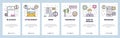 Mobile app onboarding screens. Email, spam, feedback service. Mobile messaging app. Menu vector banner template for