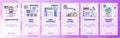 Mobile app onboarding screens. Email subscription, user interface, market promotion, marketing. Menu vector banner