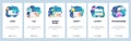 Mobile app onboarding screens. Female developer, programming code, admin panel and java script. Menu vector banner