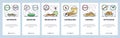 Mobile app onboarding screens. Intalian food cuisine, pasta, bruschetta, cannoli, cannelloni. Menu vector banner