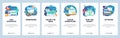 Mobile app onboarding screens. Online cloud services, website wireframe and development, cloud computing. Menu vector