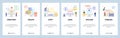Mobile app onboarding screens. Secure file access, download and upload, typewriter, delete computer files. Vector banner