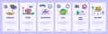 Mobile app onboarding screens. Shopping, store building, sales and promotion. Menu vector banner template for website