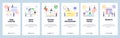 Mobile app onboarding screens. Web coding, cyber security, data sync and processing, admin panel login. Vector banner