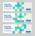 Mobile app for online library web banner design template Royalty Free Stock Photo