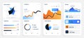 Mobile app. Smartphone application dashboard. Statistics visualization of profits and visits. Colorful infographic or