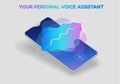 Mobile App UI Personal Voice Assistant 3d mockup