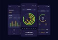 Mobile app user interface screen. UI, UX, GUI web icons for responsive website. Futuristic kit with charts, diagrams and statistic Royalty Free Stock Photo