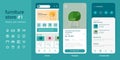 Mobile app user interface UI kit UX of furniture shop online store e-commerce website layout smartphone mockup in vector