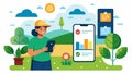A mobile app that uses AI to analyze realtime data from multiple farms and provide recommendations to optimize resource Royalty Free Stock Photo