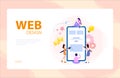 Mobile app and web development banner concept set. Royalty Free Stock Photo