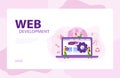 Mobile app and web development banner concept set. Royalty Free Stock Photo