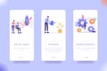 Mobile application design template set for Start Up Launch, Investment and Business Promotion. UI on boarding screens design