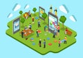 Mobile application development concept flat 3d web isometric