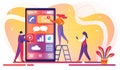 Mobile Application Development Process. Teamwork. Royalty Free Stock Photo