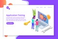 Mobile application development, testing and prototyping process isometric vector.